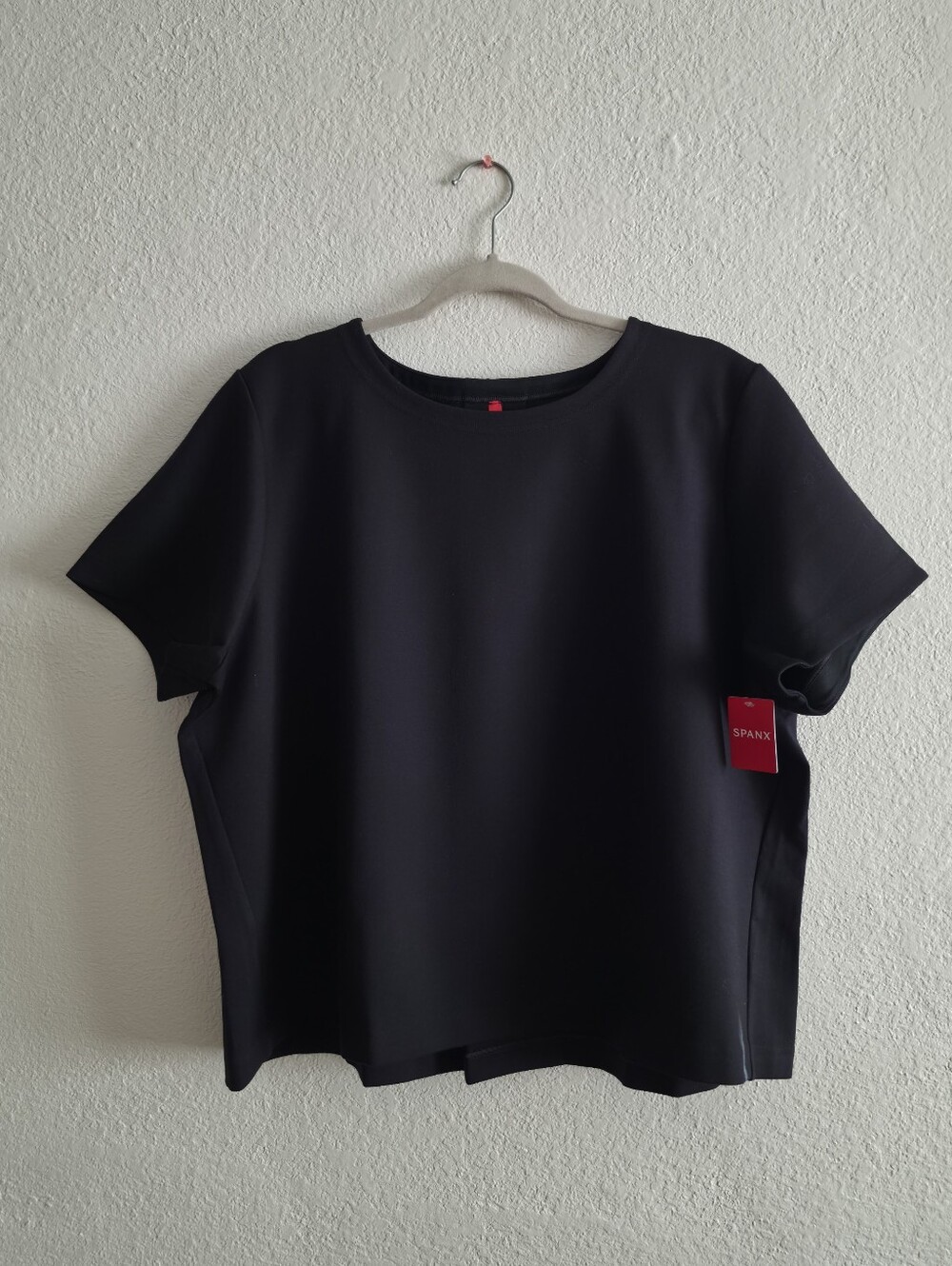 SPANX Black Short Sleeve Ponte Tee Crewneck Vented Back Tee Size 1X